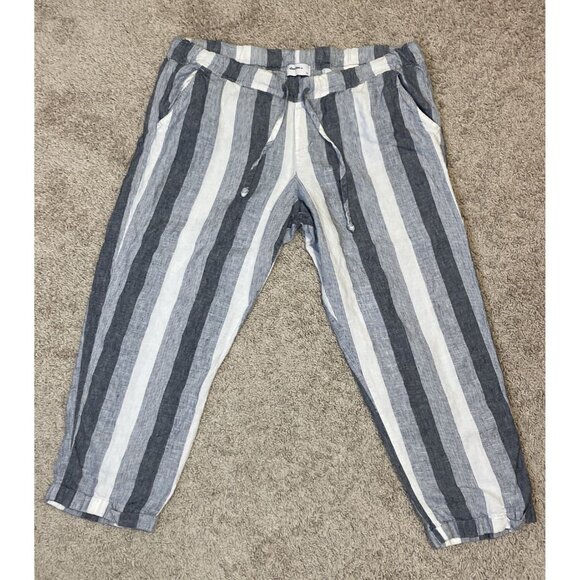 Allen Allen Women's XL Linen Pants Striped Wide Leg Beachy Coastal Boho - Picture 10 of 13